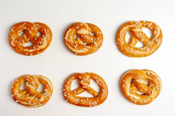 Different Tasty Homemade Pretzels White — Stock Photo, Image