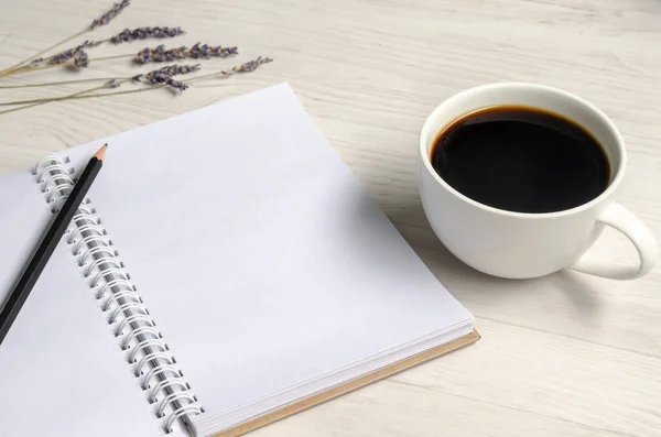 Gratitude journal with space on white wooden background — Stock Photo, Image