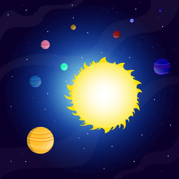 Espace Galaxique Planète Solaire Système Solaire Les Étoiles Ciel Nuages — Image vectorielle