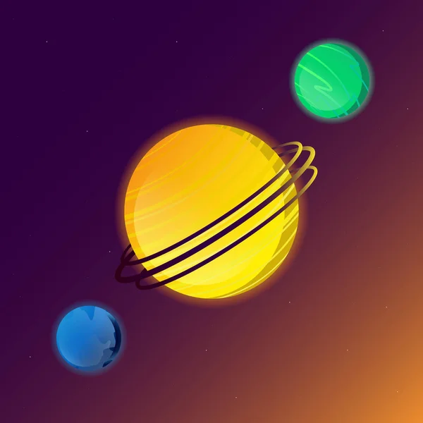 Planètes Système Solaire Étoiles Univers Vecteur Illustration — Image vectorielle