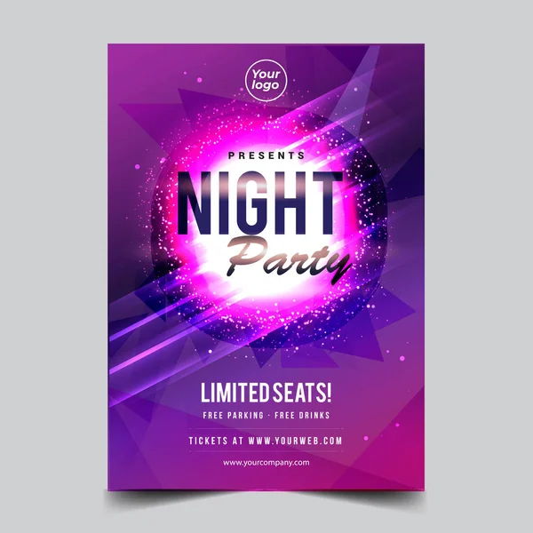 Vector Iilustration Dance Club Night Summer Party Poster Flyer Layout — Stock Vector