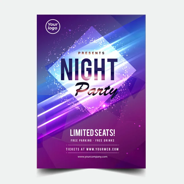 Vector Iilustration Dance Club Night Summer Party Poster Flyer Layout — Stockvektor