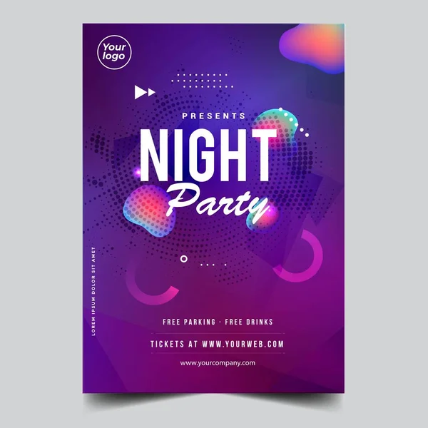 Glitch Muziekfestival Poster Nacht Sjabloon Lay Out Vector — Stockvector