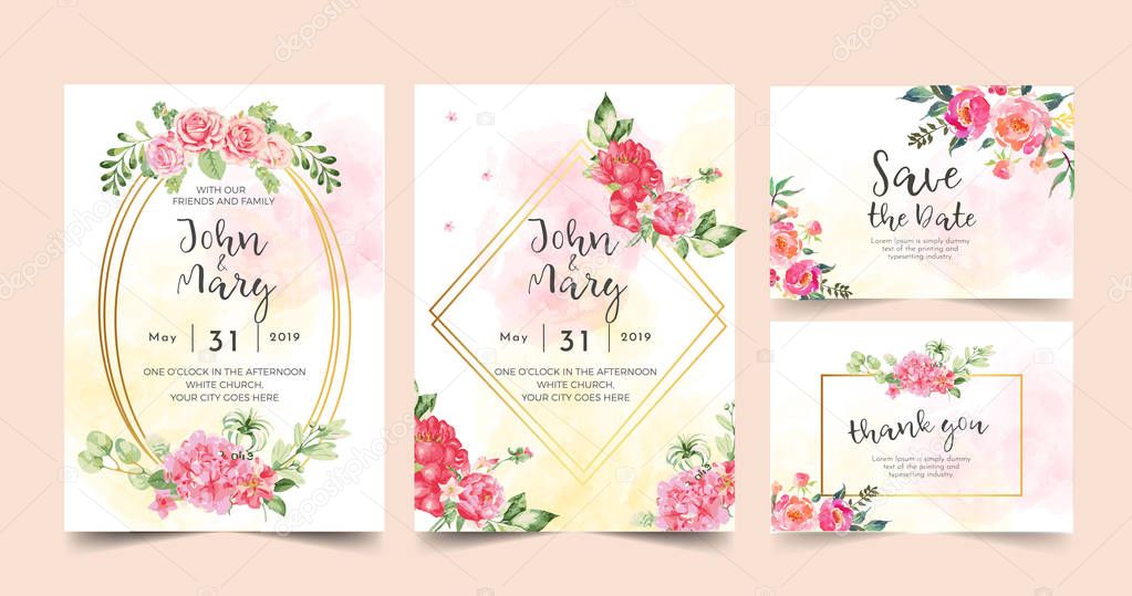 floral wedding invitation rose pink flower - Vector 