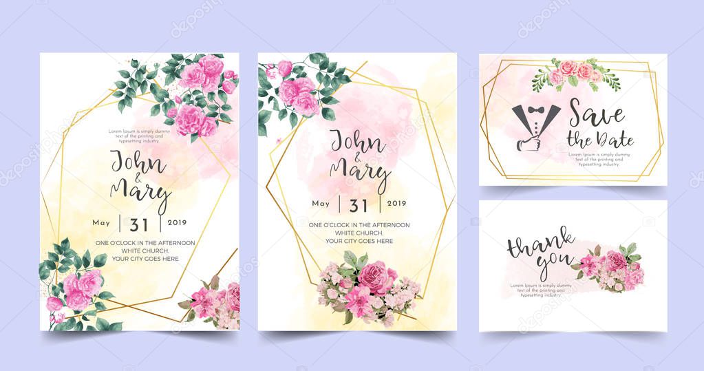 floral wedding invitation rose pink flower - Vector 