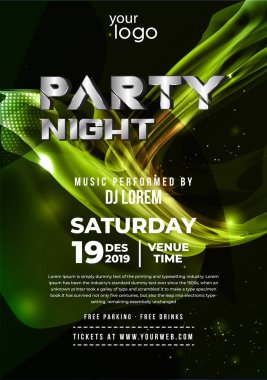 parti Flyer poster. Futuristik kulüp Flyer tasarım şablonu. DJ reklam, dijital yaratıcı kulüp eğlence. -Vektör