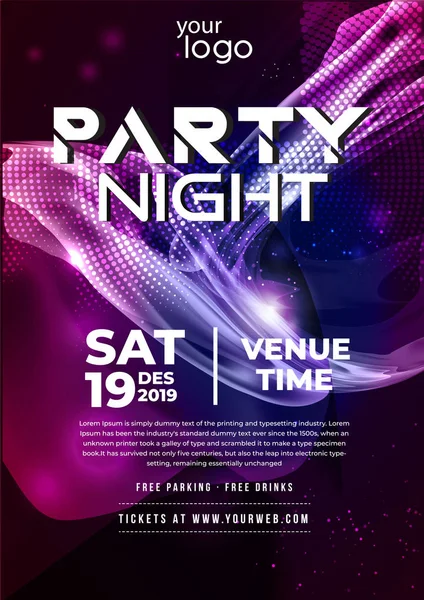 Party Flyer Poster Futuristische Club Flyer Ontwerpsjabloon Advertising Digital Creative — Stockvector