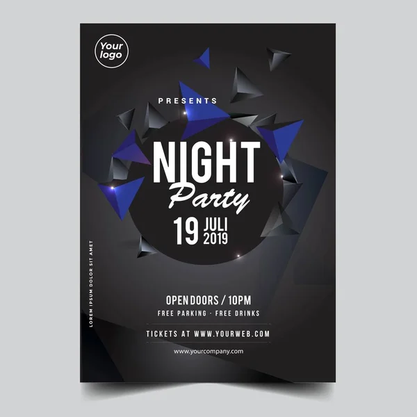 Elektro Party Flyer Vorlage Oder Banner Mit Abstraktem Geometrischem Hintergrund — Stockvektor