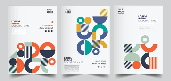 Volantino Brochure Design Modello Business Copertura Geometrica Cerchi Tema Colore — Vettoriale Stock