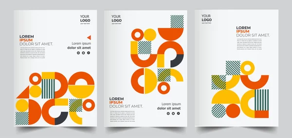 Volantino Brochure Design Modello Business Copertura Geometrica Cerchi Tema Colore — Vettoriale Stock