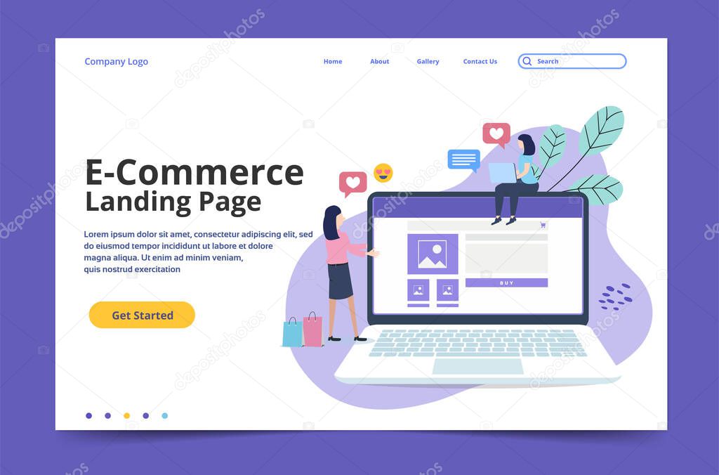 Web page design templates for online shopping, digital marketing, teamwork, business strategy and analytics. Modern vector illustration concepts for website and mobile website development