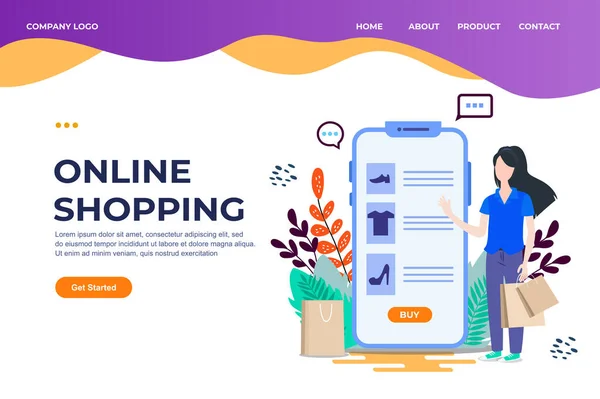 Landing Page Template Von Online Shopping Modernes Konzept Des Flachen — Stockvektor