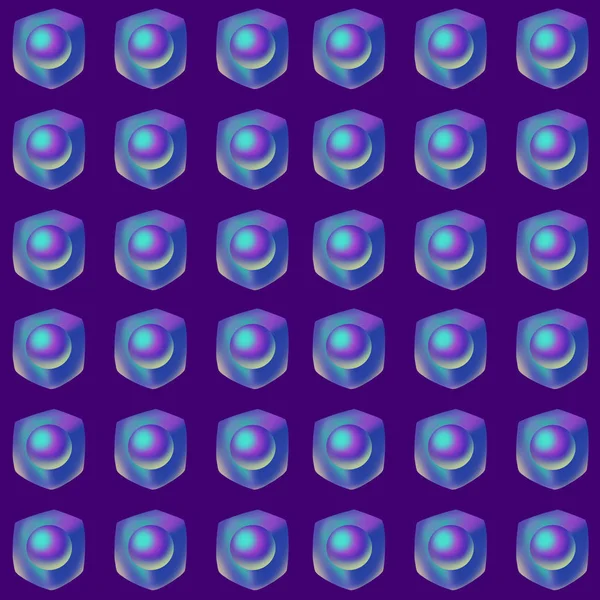 シームレスなパターンカラフルなネオン多面的な色と紫の背景にボール デザインは 包装紙 バナーに使用することができます — ストック写真