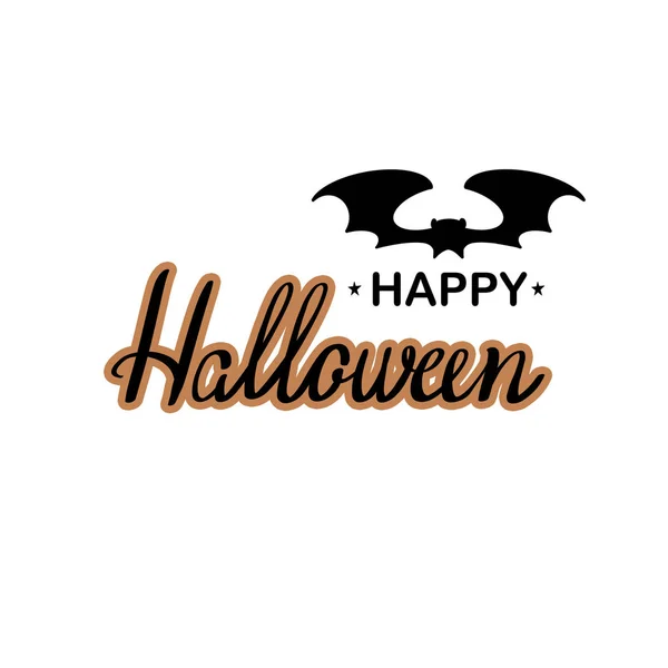 Happy Halloween Handritade Svart Orange Bokstäver Och Silhouette Black Bat — Stockfoto