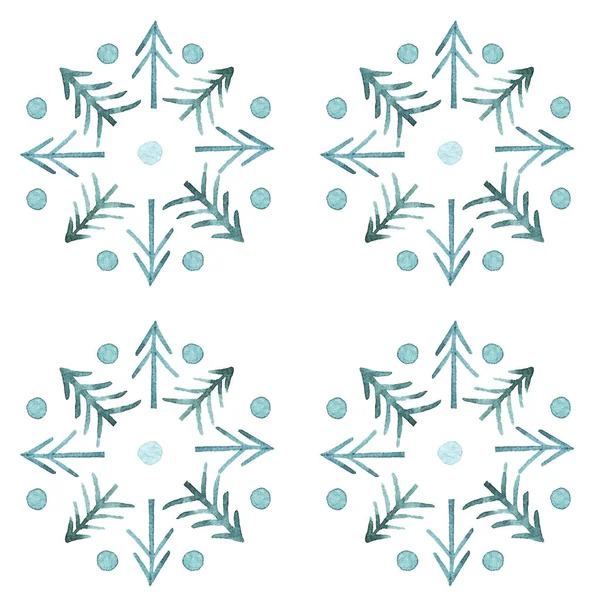 Muster Nahtlos Mit Aquarell Grünen Tannenbäumen Kreis Auf Weißem Hintergrund — Stockfoto