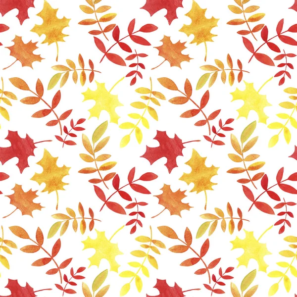 El çizilmiş suluboya kırmızı, sarı, turuncu beyaz arka plan üzerinde dikişsiz desen. Kumaş, duvar kağıdı, sarma üzerine baskı için mükemmel