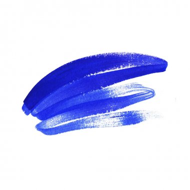 El çizilmiş soyut mavi fırça boya doku tasarımı akrilik kontur tasarım için beyaz arka plan izole. Öğe metin, örnek, afiş için fon gibi kullanılabilir