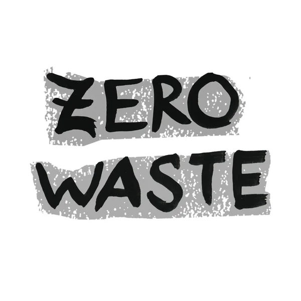 Zero Waste Lettering Title Sign Black Gray Color White Background — Stock Photo, Image