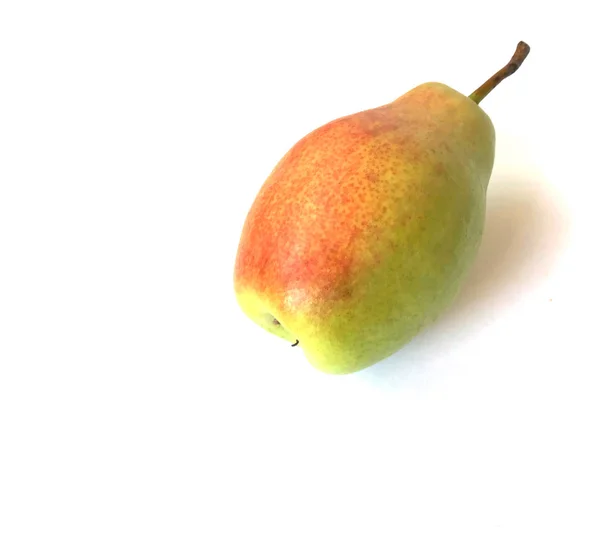 Φρέσκο Κόκκινο Κίτρινο Φρούτο Αχλάδι Απομονώνεται Στο Λευκό Φόντο Διαδρομή — Φωτογραφία Αρχείου