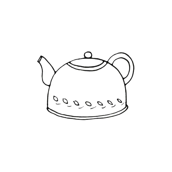 Vintage Teapot Doodle Collection Isolated White Background Hand Drawn Teapot — Stock Photo, Image