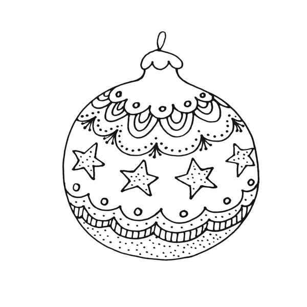 Palla Natale Con Stelle Isolate Sfondo Bianco Design Natalizio Biglietti — Foto Stock