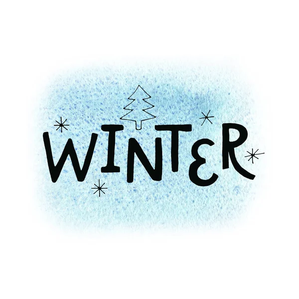 Winter Schriftzug Vorlage Auf Blaugrünem Hintergrund Grußkarte Einladung Winterurlaub Zusammenhang — Stockfoto