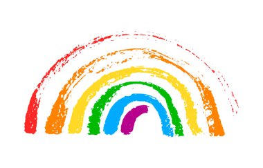 Beyaz arkaplanda izole edilmiş gökkuşağı spektrumlu vektör el çizimi renk çizimi deseni. LGBT hakları kavramı. Pankart, ambalaj, duvar kağıdı, tekstil için tasarım