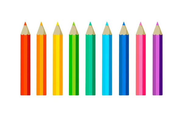 Collection Colored Pencilswith Copy Space Isolated White Background Vector Illustration — Stock Vector