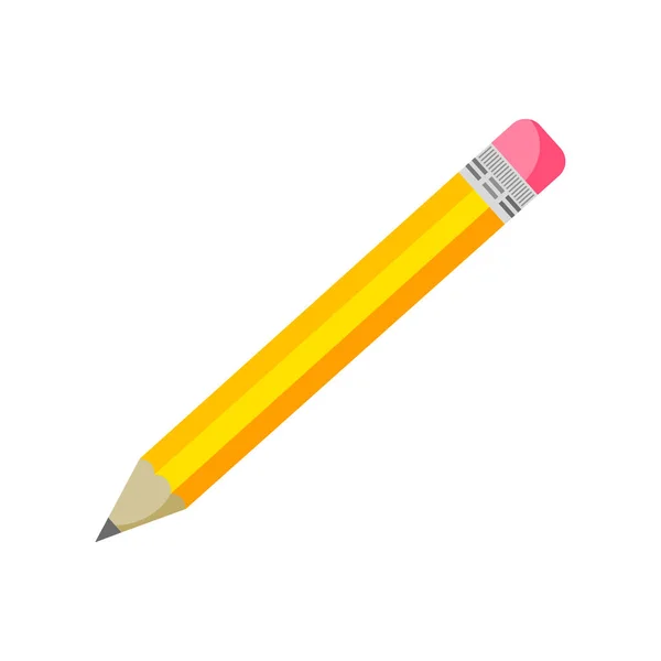 School Yellow Pencil Rubber Isolated White Background Vector Illustration Flat — Stock Vector