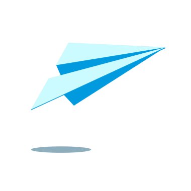 Origami kağıt uçak ikonu logosu beyaz arkaplanda izole edildi. Düz bir şekilde vektör illüstrasyonu. Logo, pankart, kart için tasarım