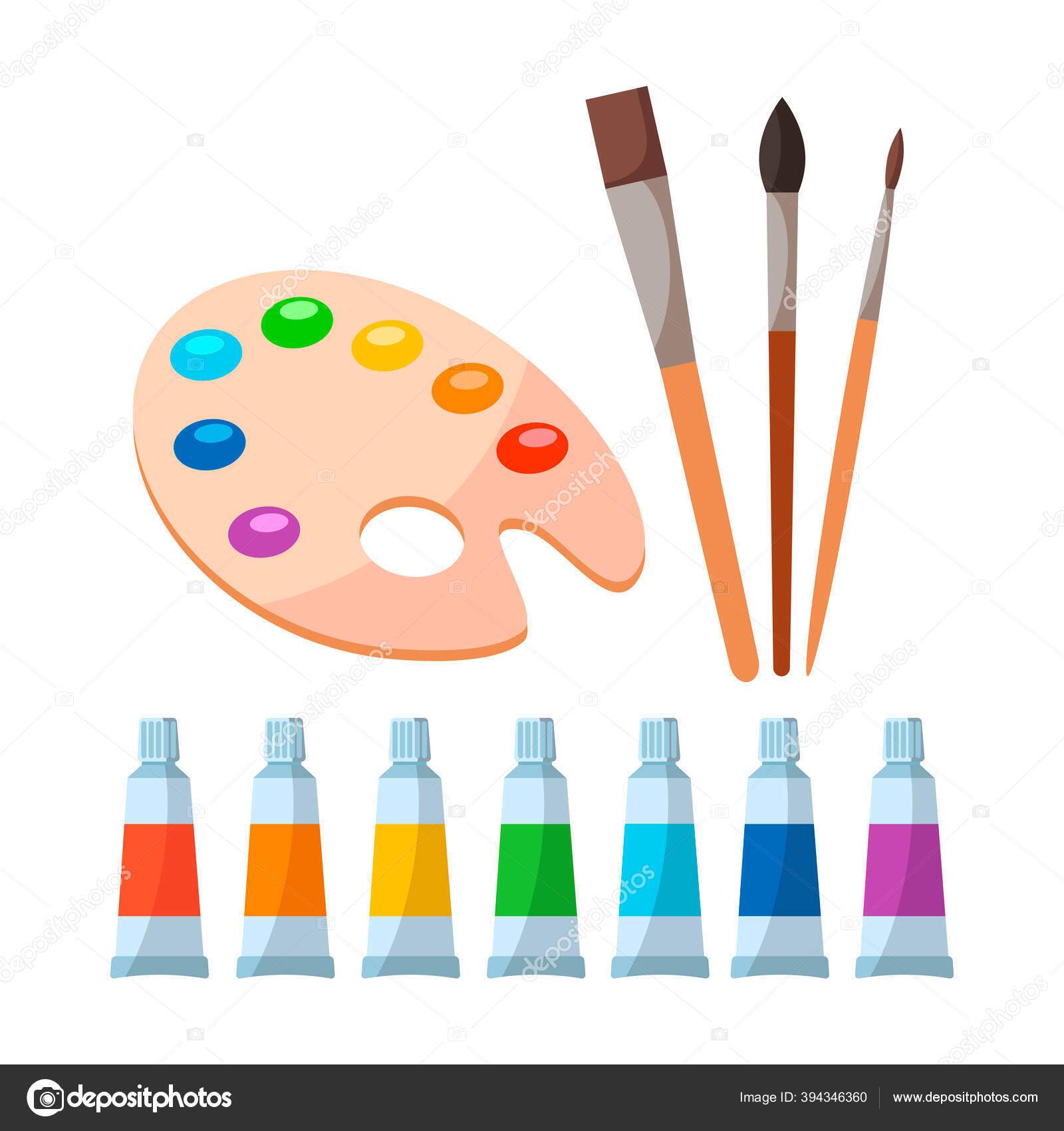 Artist paint brushes isolated on white background Vector Image