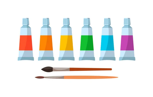 Strumenti Pittura Elementi Cartone Animato Colorato Insieme Vettoriale Isolato Sfondo — Vettoriale Stock