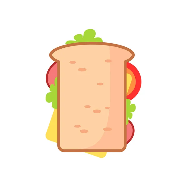 Snack Food Tasty Sandwich Toasy Bread Slices Tomato Cheese Bacon — Stock Vector