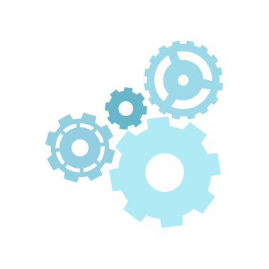 Mühendislik mekanizması simgesi için çember dişlisi beyaz arka planda izole edildi. Gelişim ağı için düğme simgesi, makine endüstriyel teknoloji işareti. Infographic vektör şablonu