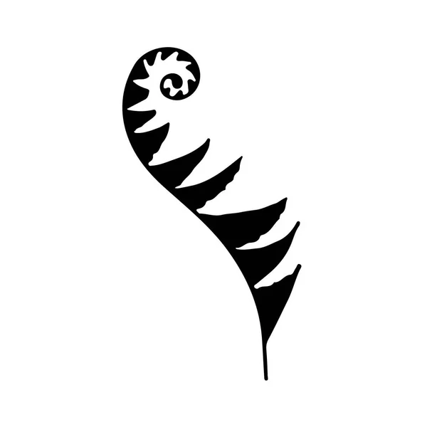 白地に孤立したシダの熱帯植物の葉を手描き シルエットベクトルイラスト パターン テンプレート バナー ポスター 招待状 グリーティングカード用のデザイン — ストックベクタ