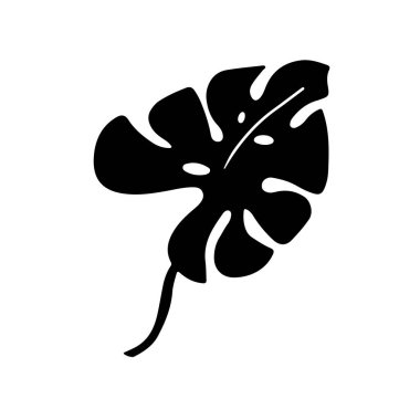 Beyaz arka planda izole edilmiş tropikal bitki yaprağının elle çizilmiş dalı. Taslak vektör çizimi. Desen, logo, şablon, afiş, poster, davetiye, tebrik kartı için tasarım 