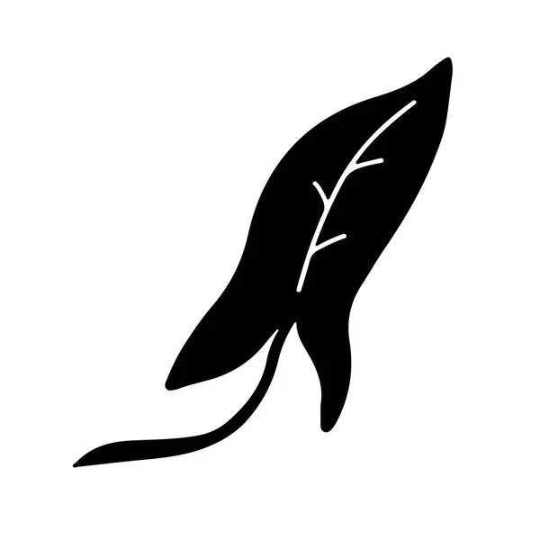Handgezeichneter Zweig Eines Tropischen Pflanzenblattes Isoliert Auf Weißem Hintergrund Umrissvektorillustration — Stockvektor