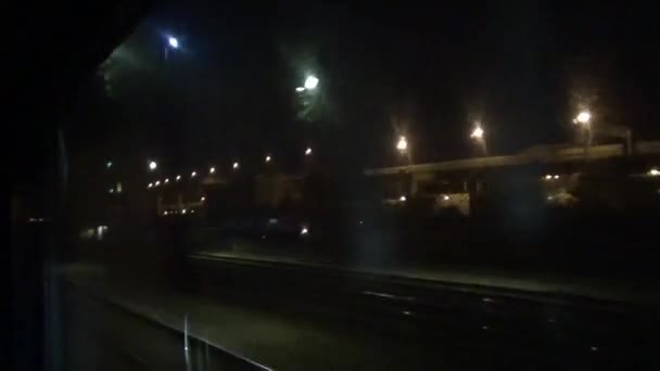 Marka Tren Krasnaya Strela Moskova Sankt Petersburg Pencereden Gece Moskova — Stok video