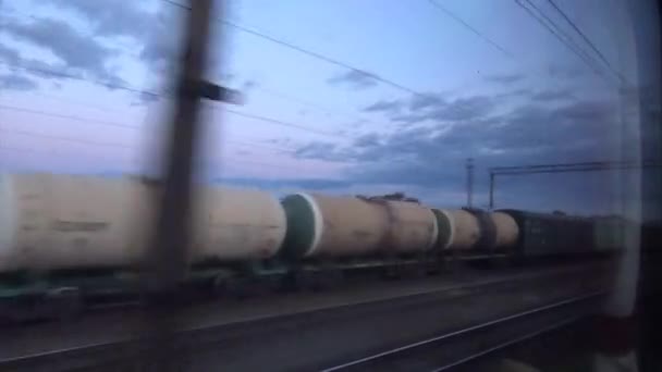 Marka Tren Krasnaya Strela Moskova Sankt Petersburg Bologoe Istasyonu Pencereden — Stok video