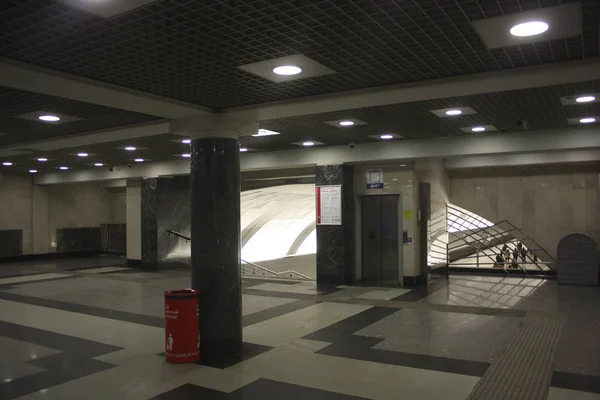 Moscú Metropolitano Arbatsko Pokrovskaya Línea Mitino Estación Vestíbulo Inaugurado 2009 — Foto de Stock