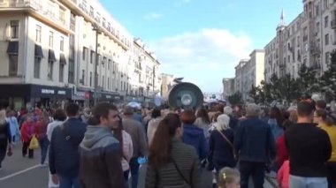 Moskova şehir günü kutlaması 2017, Tverskaya sokak, toplu kutlamalar, sahneler, conserts.