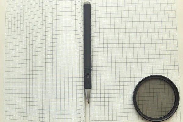 Блокнот Ручка Чистый Лист Бумаги Бизнес Офис — стоковое фото