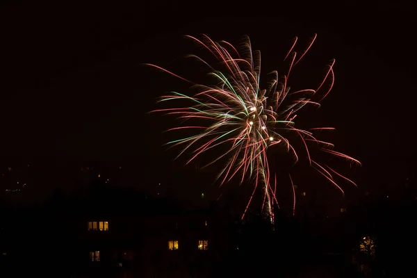 Schönes Feuerwerk Der Stadt Silvester — Stockfoto