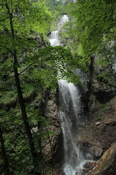 Beautiful waterfalls on the tourist trail in Slovak Paradise Nat