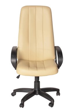 Beyaz arka plan üzerinde izole beyaz deri koltuk