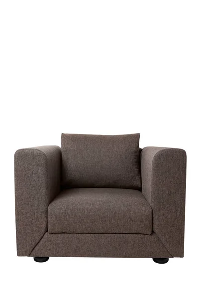 Fauteuil moderne en tissu brun isolé sur fond blanc. Mobilier de style strict — Photo