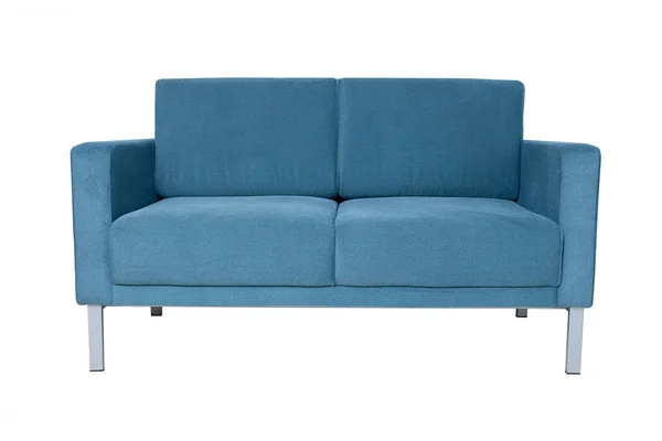 Moderne grijze stof sofa geïsoleerd op witte achtergrond. — Stockfoto