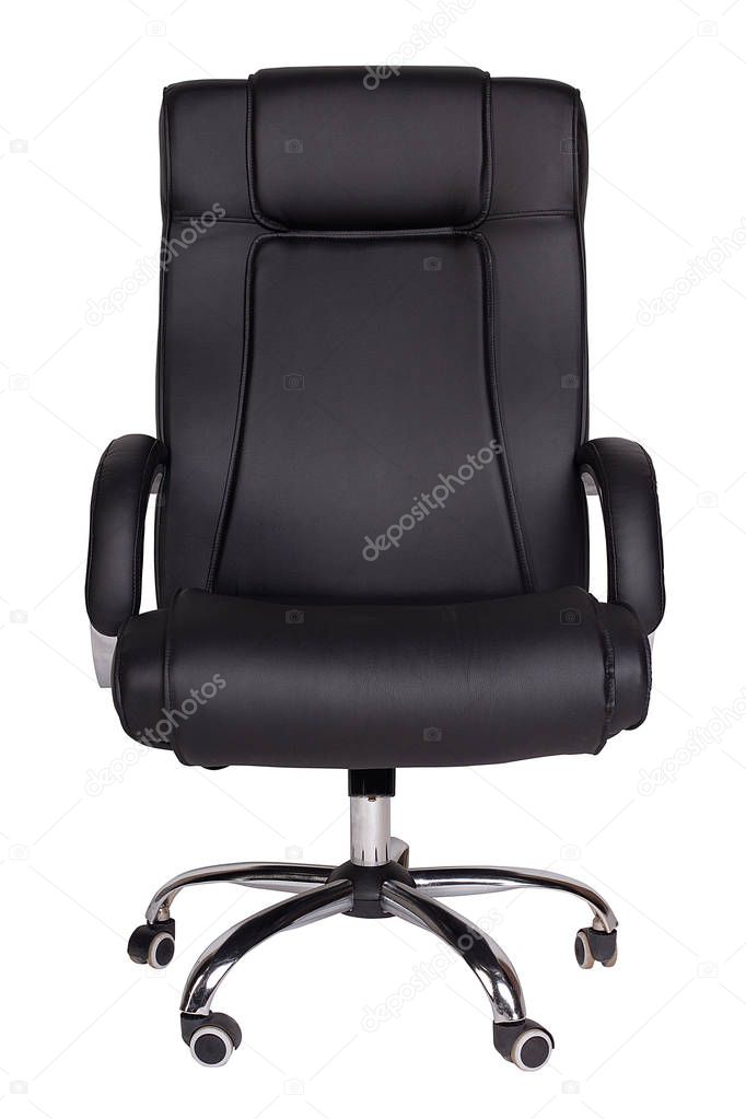 Modern black office armchair isolated on white background