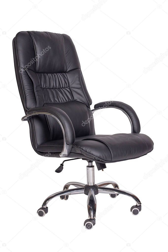 Modern black office armchair isolated on white background