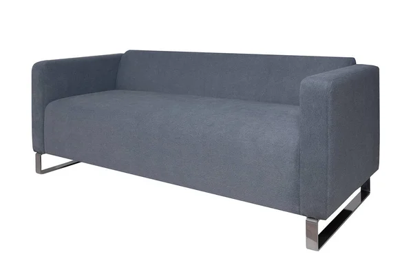 Moderne grijze stof sofa geïsoleerd op witte achtergrond. Zijaanzicht — Stockfoto